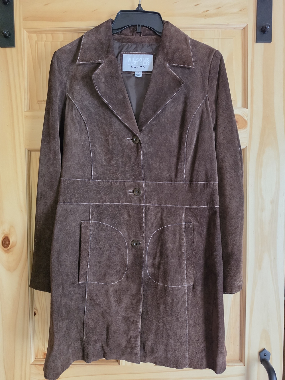 Wilsons Leather Brown Suede Button-Front Women's Coat